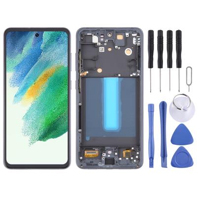 Pro Samsung Galaxy S21 FE 5G SM-G990B 6,36 palcový EU verze OLED LCD displej digitizér kompletní sestava s rámečkem (Černá)