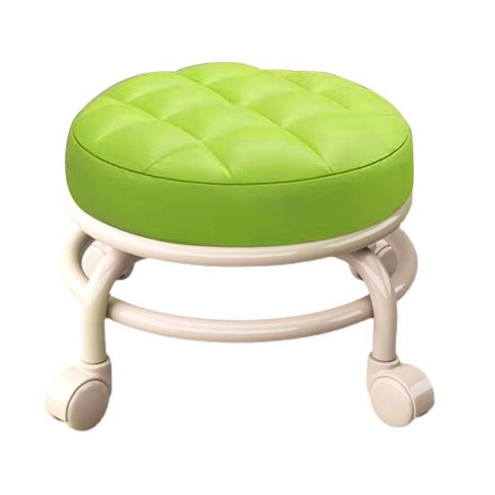 Low Height Rolling Stool with 360 Degrees Wheels Faux Leather Sponge Filled Cushion Modern Home Office Shop Round Roller Stool Seat Chair