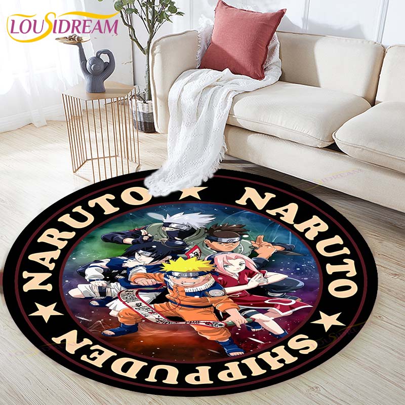 Cartoon Naruto Round Children Carpet Simplicity Animal Bunny Bee Pattern Children Flannel Carpet Baby Hand Print Carpet