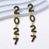 Pearl 2027 Digital Earrings Zircon Christmas Stud Earrings Happy New Year Earrings  New Year Party