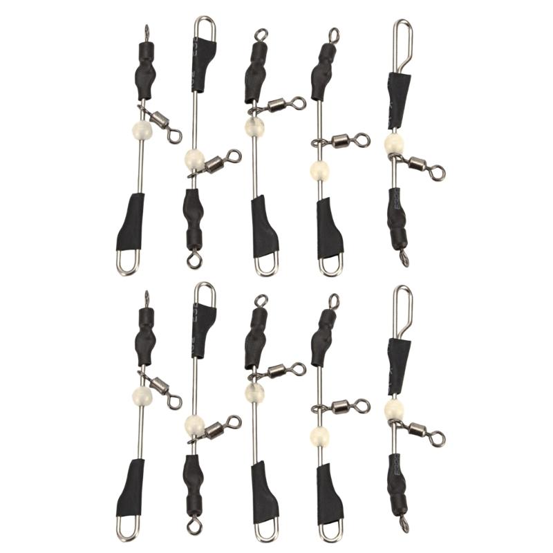 5Pcs/10pcs Fishing Line Rig Lures Connector Heavy Duty Stainless 3 Way Rings Rolling Swivels Fishing Barrels Swivels