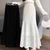 High-Waist Fishtail Lace Skirt with Ruffle and Embroidery