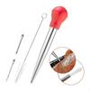 Practical Baster Set of 4 Pieces Stainless Steel Baster Needles and Cleaning Brush for Cooking X3UC