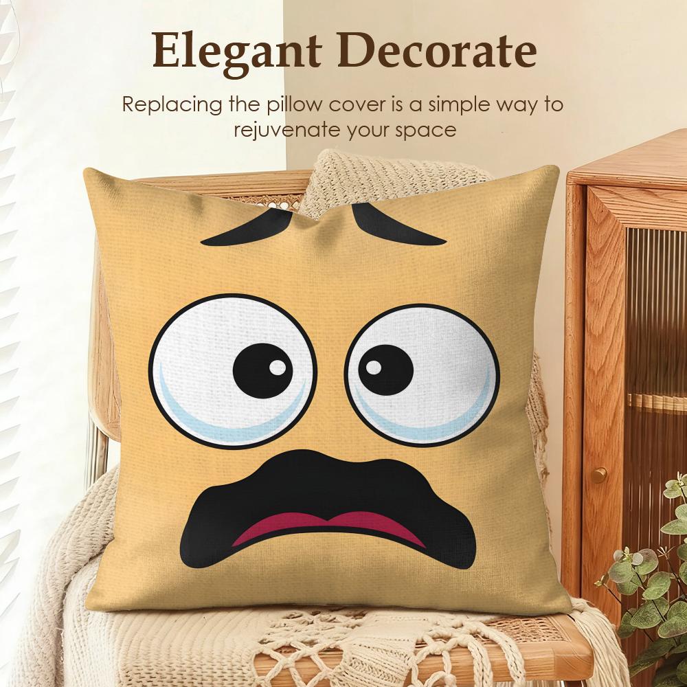 Funny Cartoon Eye Cushion Cover Natural Linen Organic Fabric DoubleSided Printing Sofa Home Decor Gift Pillow Case