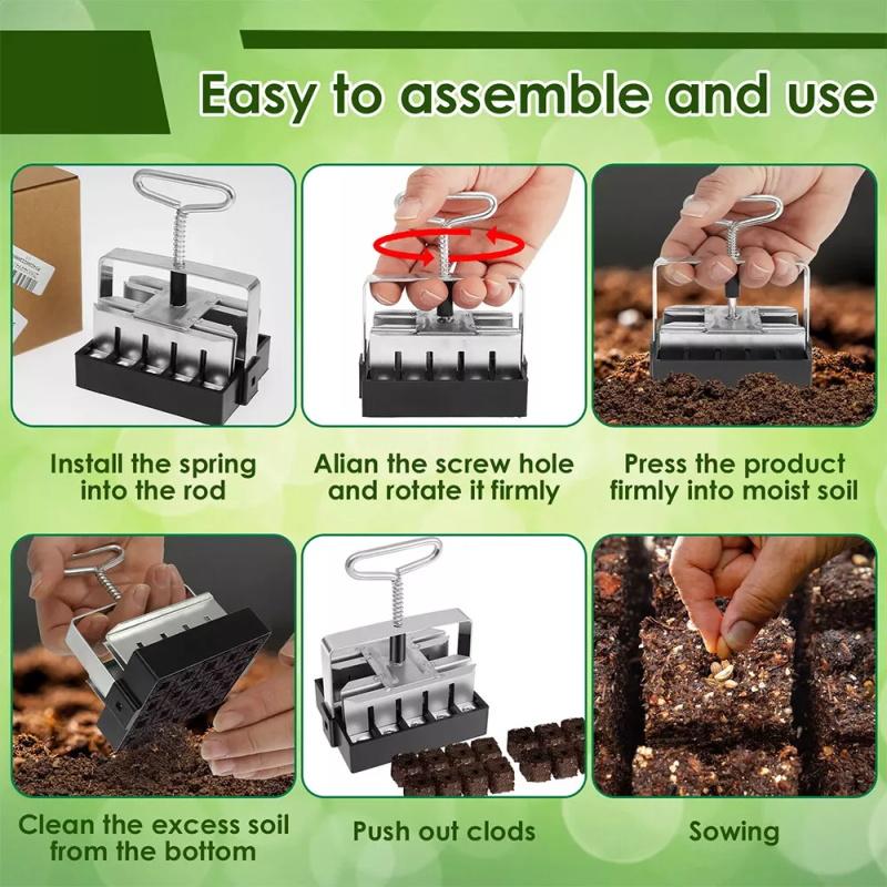 20 Cells Manual Soil Block Maker With Comfortable Grip Soil Blocker New