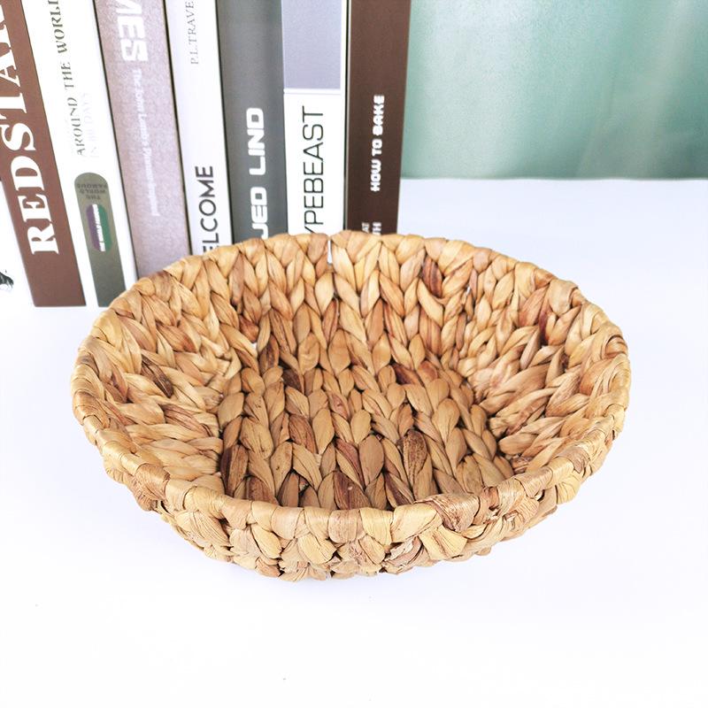 Calabash Grass Round Woven Storage Basket - Straw Organizer & Bread Basket