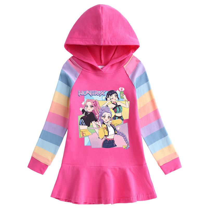 Girls Kpop Rumi Zoey Mira Hunters Print Mira Zoey Rumi Hooded Dress