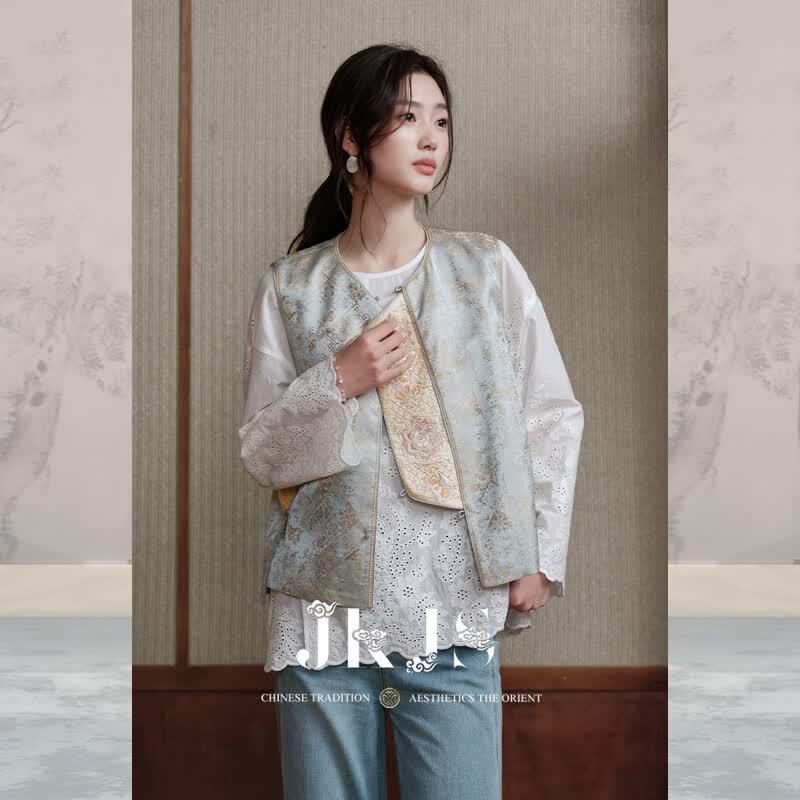 Women s New Chinese Style Jacquard Frog Button Vest S