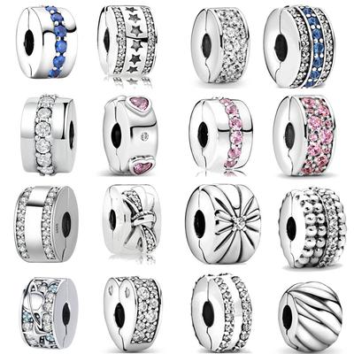 925 Sterling Silver Beads Charm Shining Clips Bead Charms Fit Original Charms Silver 925 Bracelets Women DIY Jewelry