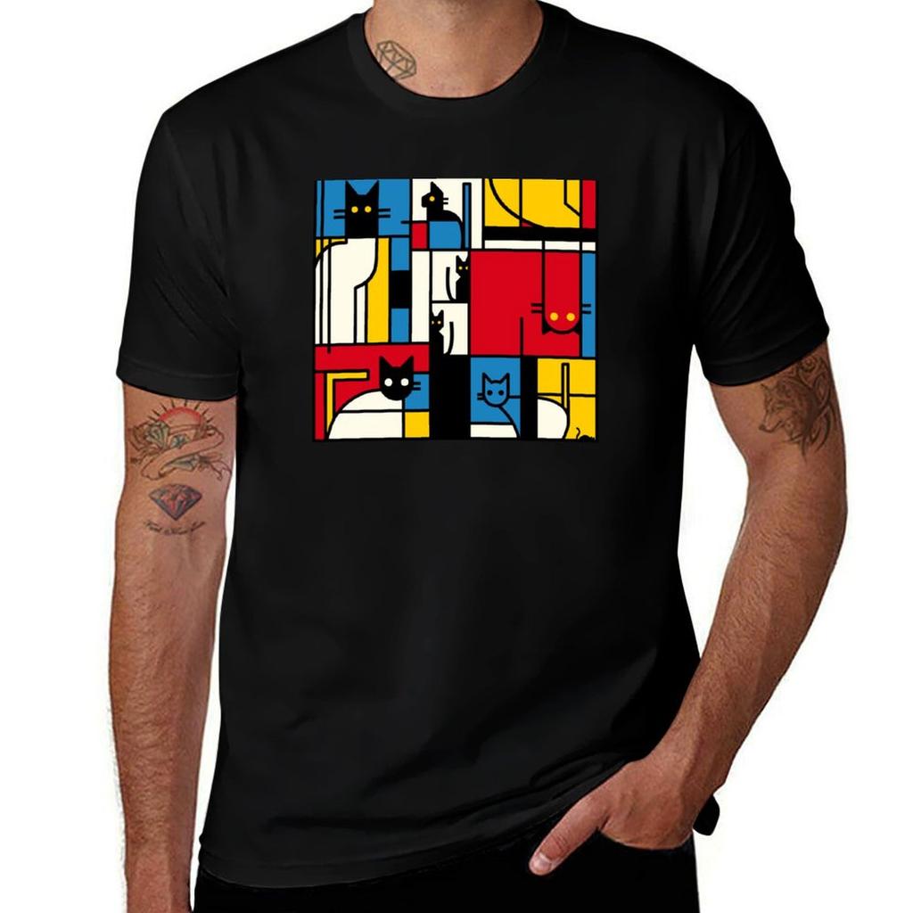 The Mondrian Cats by Tobe Fonseca TShirt Plus Size Quick Dry Sports Tee
