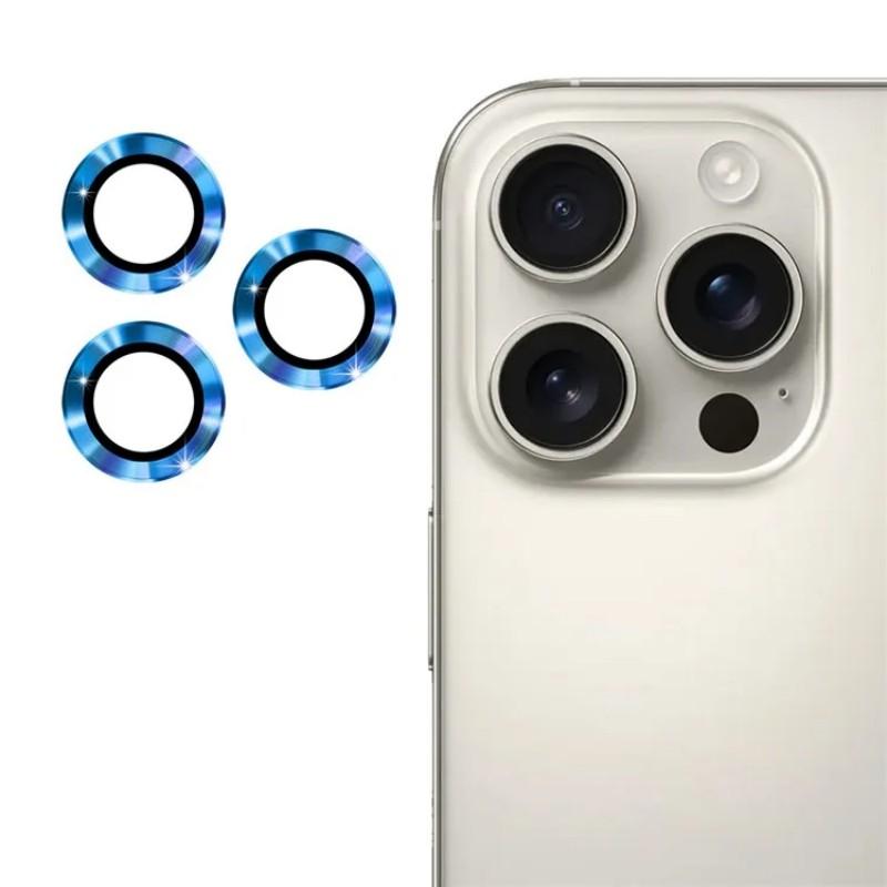 

For iPhone 13 Pro 6.1 inch/iPhone 13 Pro Max 6.7 inch Camera Lens Protector WANLONFENG Metal CD Texture Tempered Glass Lens Film Sky Blue