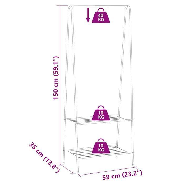 VidaXL Portant 59 x 35 x 150 cm Noir