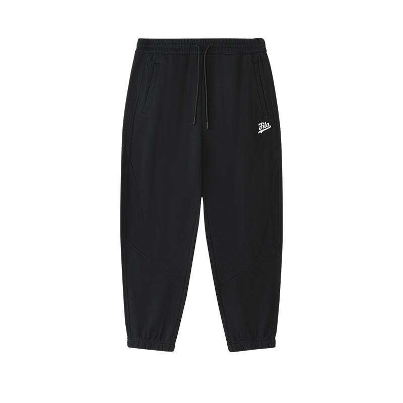 FILA FUSION Knitted Sweatpants Men's Jet Black Moderate Cuffed Pants T11M432605FBK
