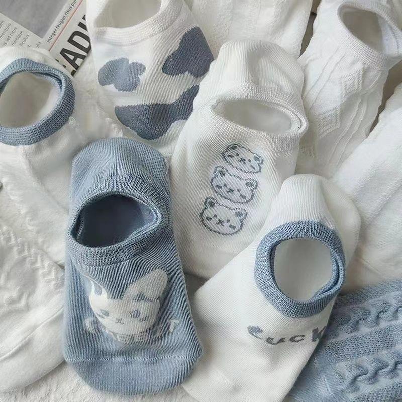 5 Pairs of Socks: Women's Spring and Summer Short Socks, Cartoon Shallow Mouth Invisible Socks, Summer Thin Breathable Women's Boat Socks