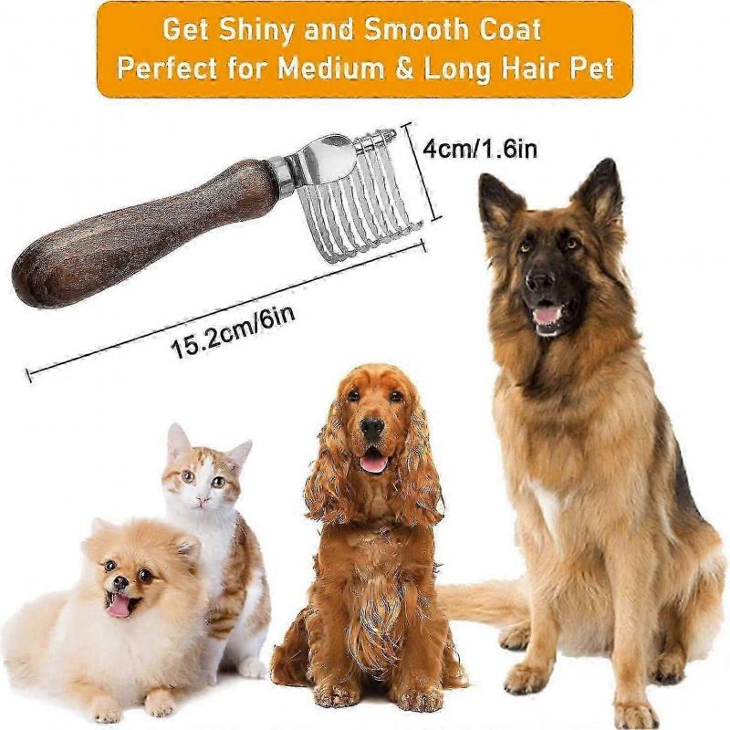 Pet Grooming Tool, Dematting Comb for Dogs and Cats with Safe Stainless Steel Blade for Long and Medium Hair