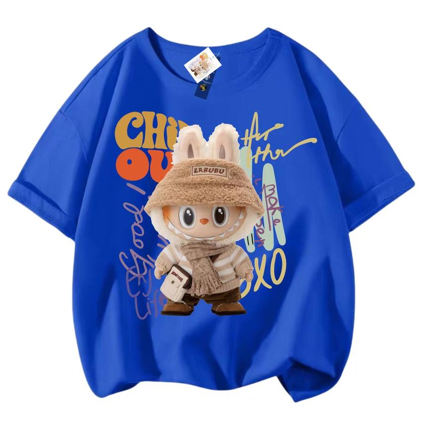 

Мода Новая 3D-печать Labubu Детские футболки Топ с круглым вырезом Мальчики Девочки Милый Короткий рукав Детская одежда 120