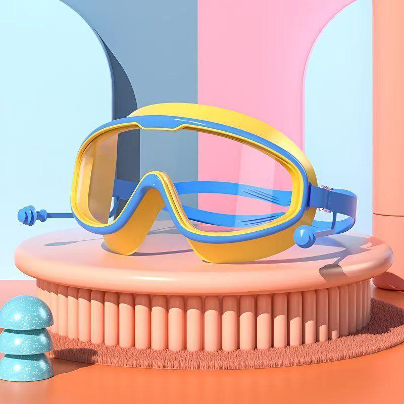 Swimming Goggles Large Frame Swimming Goggles Large Frame Hd Wide-Angle Anti-Fog Uv Protection Child Swimming Goggles No Leakage