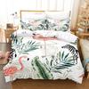 Flamingo Duvet Cover King/Queen Size Green Tropical Leaves Decor Bedding Set Palm Tree Flower Soft 2/3pcs Polyester Quilt Cover