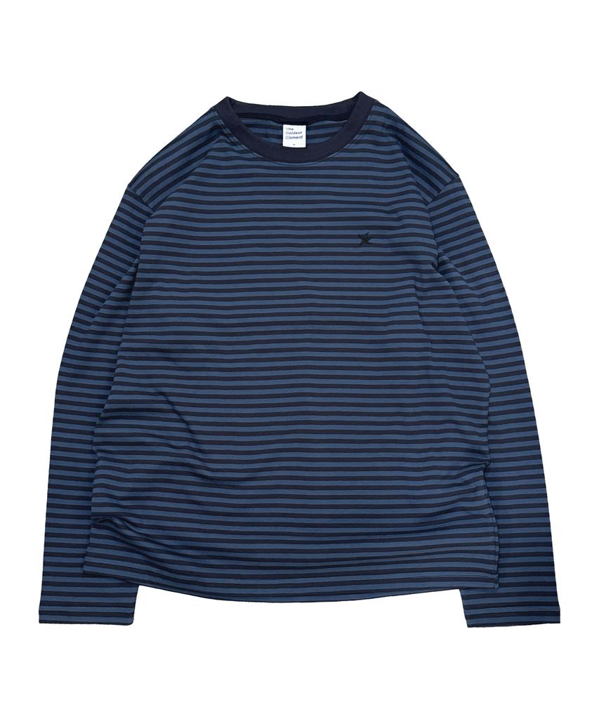 IL MOMENTO PIÙ FREDDO Tcm Logo Mini a Strisce Manica Lunga (Blu/Navy)