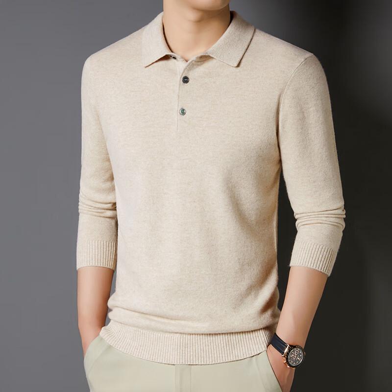 YTMTST6464 Men's Cashmere Blend Lapel Pullover Sweater