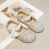 Girls Shiny Princess Shoes Little Kids Mary Jane Shoes for Party Wedding Fashion Children Sweet Pearls Shoes with Bow-knot