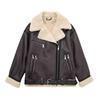 2024 Autumn/Winter European-American Cross-Border Belted Zipper Leather & Fur One-Piece Jacket