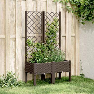 Vidaxl Garden Planter With Trellis, Brown, 80X40X142 Cm, Pp