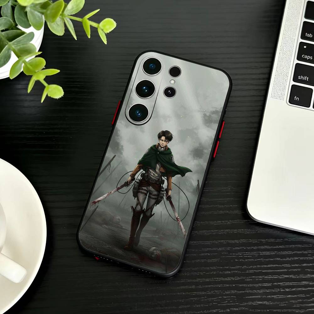 Attack On Titan Levi Ackerman Phone Case For Samsung S26,S25,S24,S23,S22,S21,S20,Ultra,Plus,FE Black Soft Cover