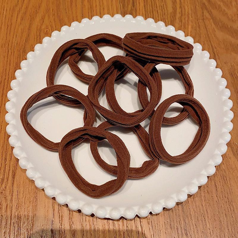 

Высокая эластичная летняя резинка для волос «конский хвост» - однотонная женская прочная повязка на голову F1126 темно-коричневого