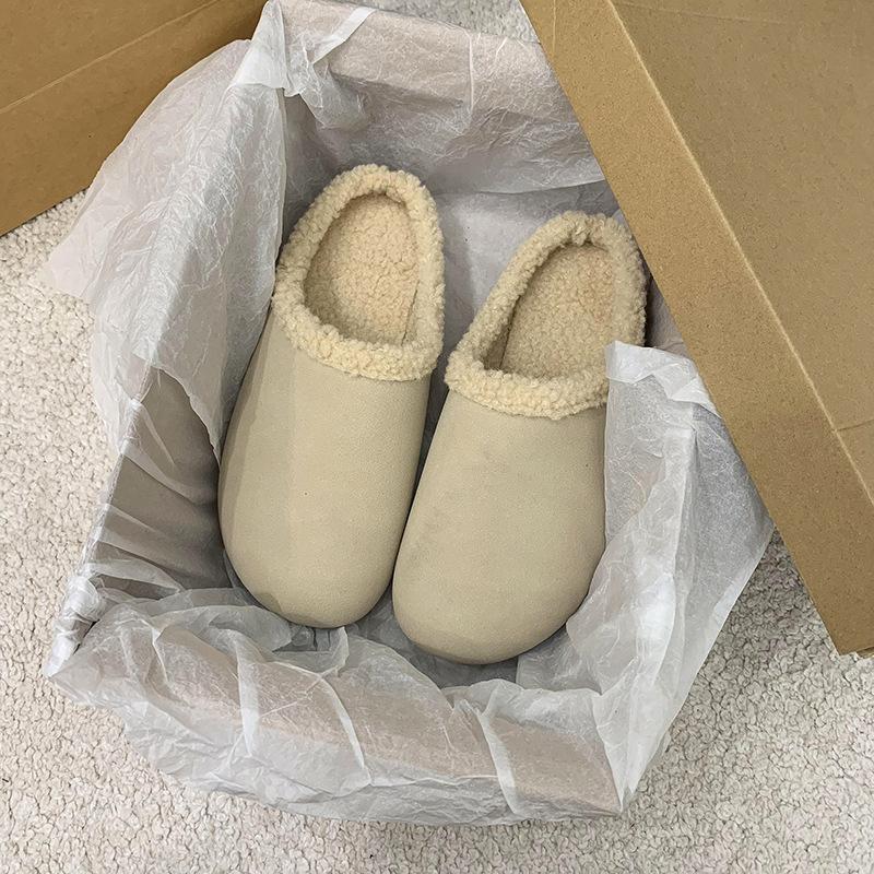 

Vintage Plush Slippers Women s 2026 Autumn Winter Outdoor Fashion Cotton Shoes Faux Fur Lined Moccasins Casual Slides Slip On 40 бежевий