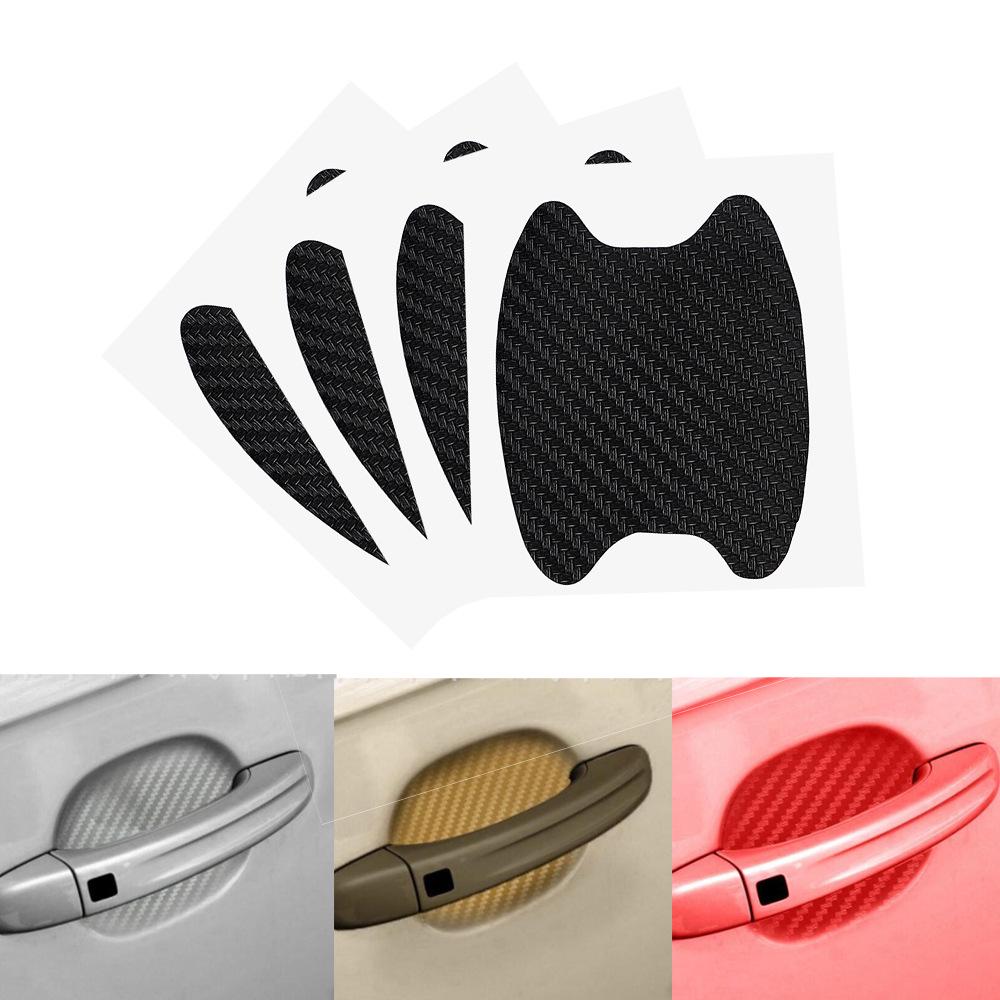 Carbon Fiber Car Door Handle Protective Stickers - 4pcs