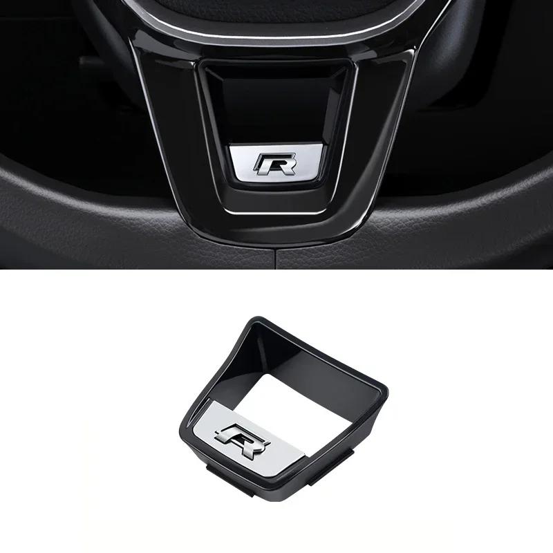 

New Senior R Rline Logo Car Steering Wheel Trim ABS Plating Stickers Accessories For Volkswagen GTI Polo Golf Scirocco Jett
