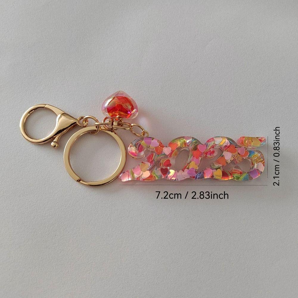 Colorful Sequins Good Luck Pendant 2025 New Year Keyring Bag Charms New Year Keychain  Kids