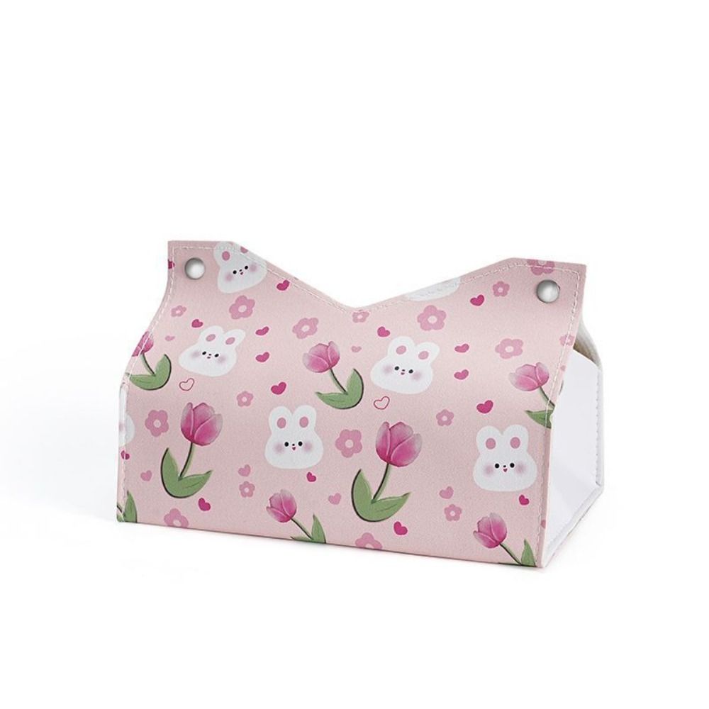 

Rabbit Tulip Napkin Holder Leather Paper Towel Box Fashion Car Tissue Box For Home