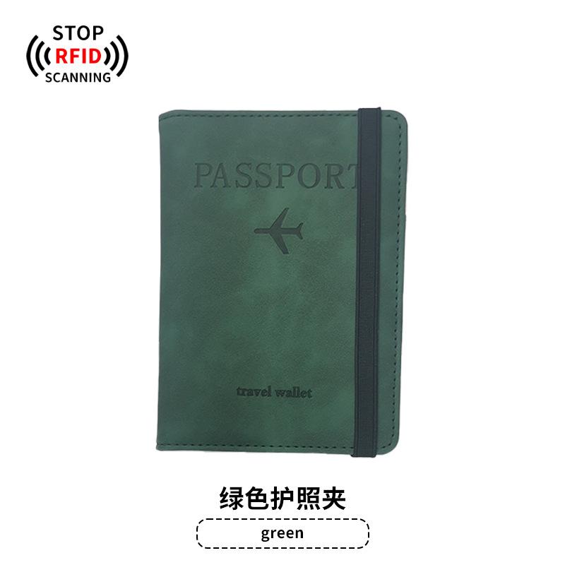 Pu leather anti-magnetic passport bag luggage tag set leather anti-theft brush rfid passport holder ID bag passport cover