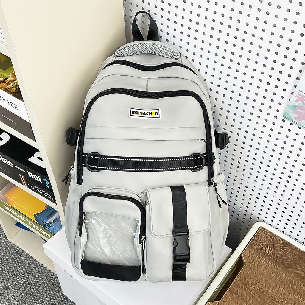 Schoolbag Retro Tooling Large-capacity Schoolbag Female Korean Version High School Student Junior High School Student Contrasting Color Backpack Male