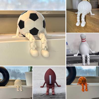 Tennis Model Ornament Golf Basketball Soccer Baseball Ball Figure Articulated Legs Display Model Office Desk Accessory