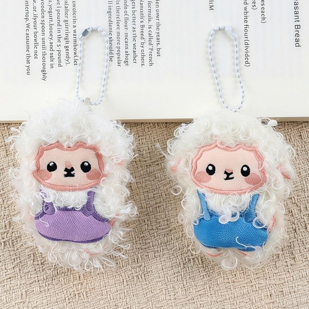 Cute Plush Sheep Keychain Portable Fluffy Animal Keyring Backpack Pendant Festive Decor