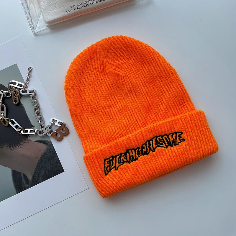 Korean Ins Super Hot Knitted Hat Men Autumn and Winter Retro Embroidery Cold Hat Spring and Autumn Hip Hop Trendy Brand Woolen Hat Women