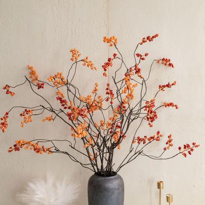 3-Prong Autumn Leaf Rose Bouquet Wall Decor - Faux Flowers for Home & Wedding