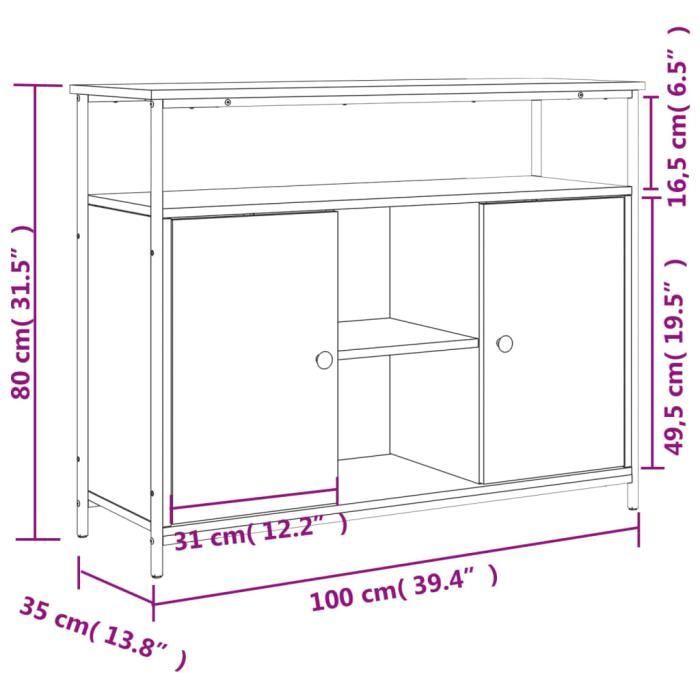 VidaXL Buffet sonoma gris 100x35x80 cm bois d'ingénierie 835502