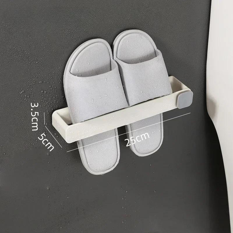 2025 Bathroom Slipper Shelf No Punching Wall Mounted One Piece Shoe Rack Space Saving Shelf Bathroom Hanging Bathroom Storage