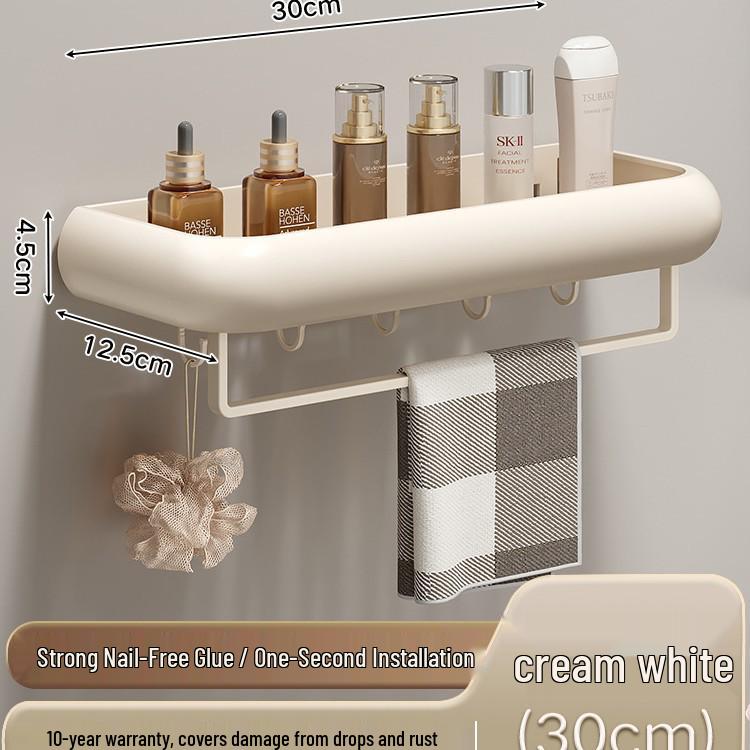 Punch-Free Gunmetal Bathroom Shelf: Wall-Mounted Storage for Vanity & Toilet
