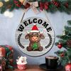 Rustic Upland Cow Wooden Welcome Sign with 35 Interchangeable Accessories for Seasonal Home Decoration Hanging