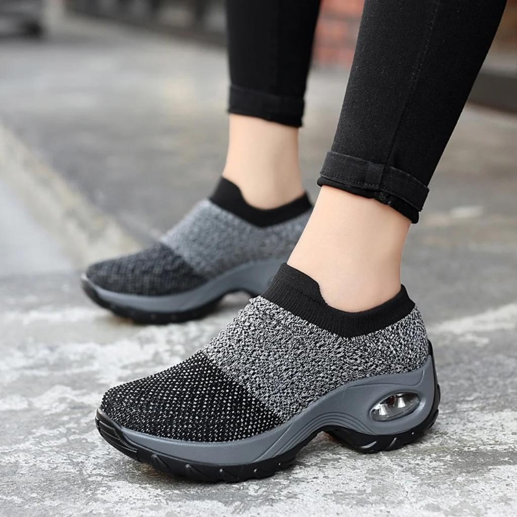 Spring women's sports shoes, casual height increasing outdoor shoes, fly woven sports shoes