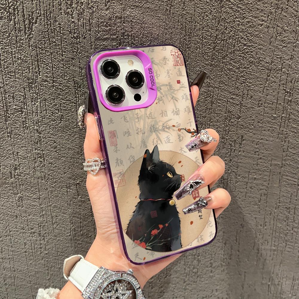 National Style Cat Trendy Phone Case Suitable for iPhone 17 16 15 14 13 12 11 Pro/Max/Plus Anti Drop and Shockproof Back Cover