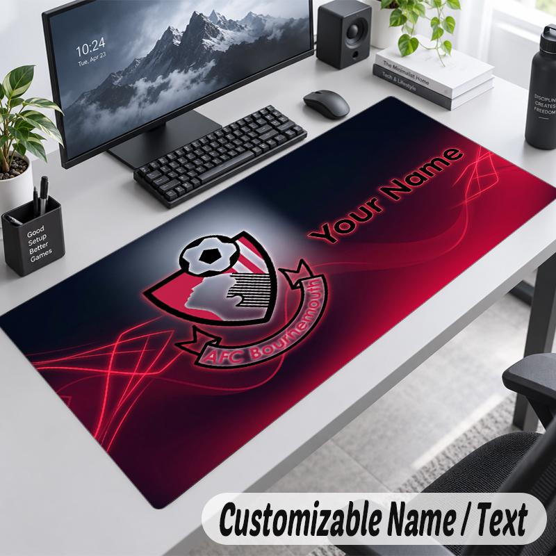 Custom Name Text Mouse Pad Bournemouth Football Personalized Desk Pad For Work And Gaming