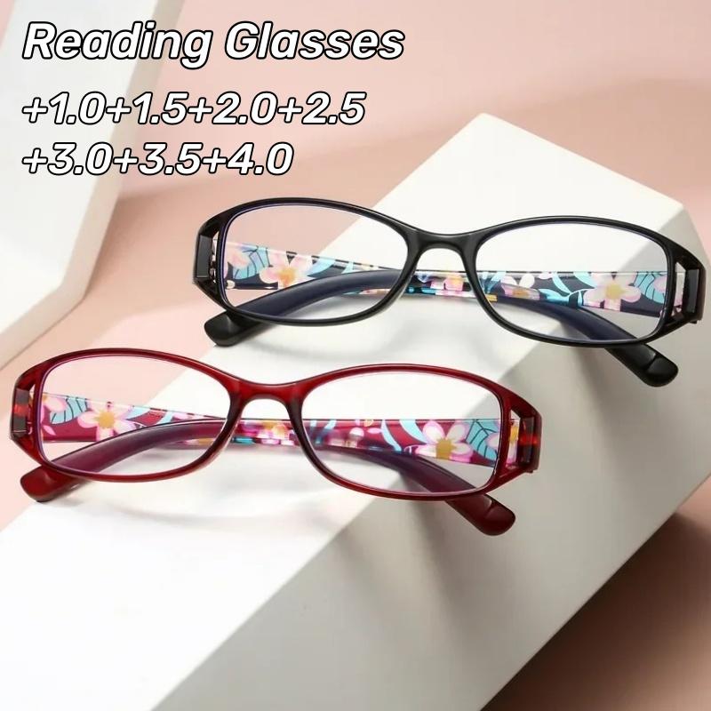 Women'S Color Printed Elderly Glasses Elegant And Comfortable Hd Anti-Blue Light Reading Glasses Fashion Goggles Diopter To +4.0