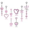 Belly Button Dangle Belly Rings Surgical Stainless Steel Cute Bow Butterfly Heart Flower Belly Button Piercing Jewelry For Women