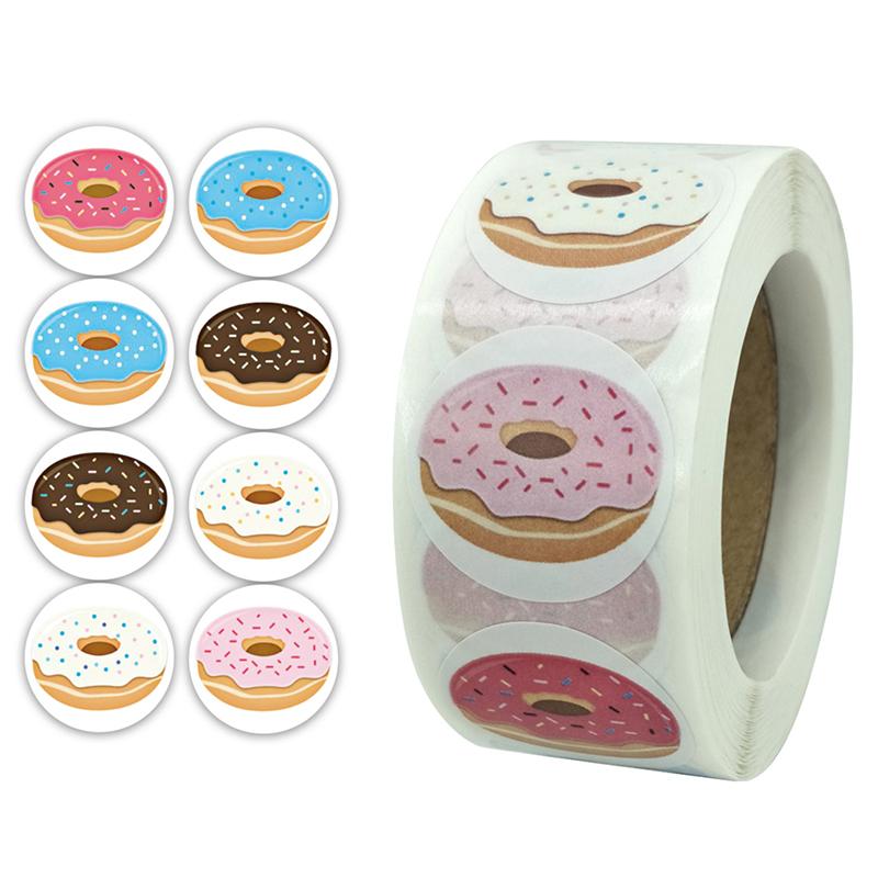 500Pcs Thank You Stickers Gifts Card Box Package Sealing Labels Donuts Stickers
